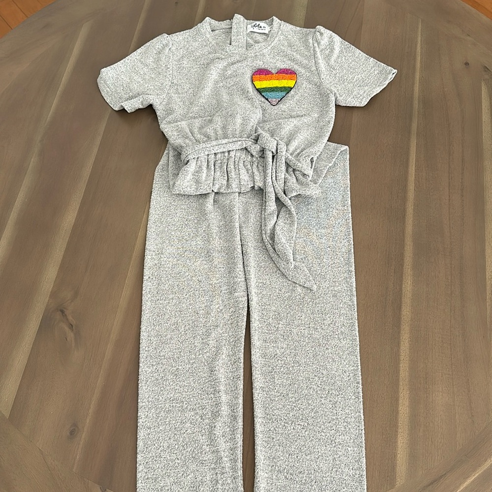 Lola + The Boys NWOT girl’s romper with beaded heart, size 12